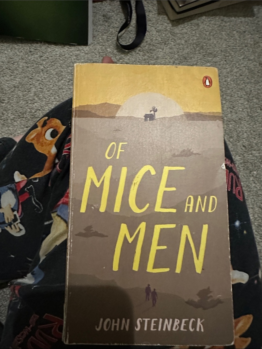 Original Penguin Yellow Brown 'Of Mice and Men' Paperback Book Cover